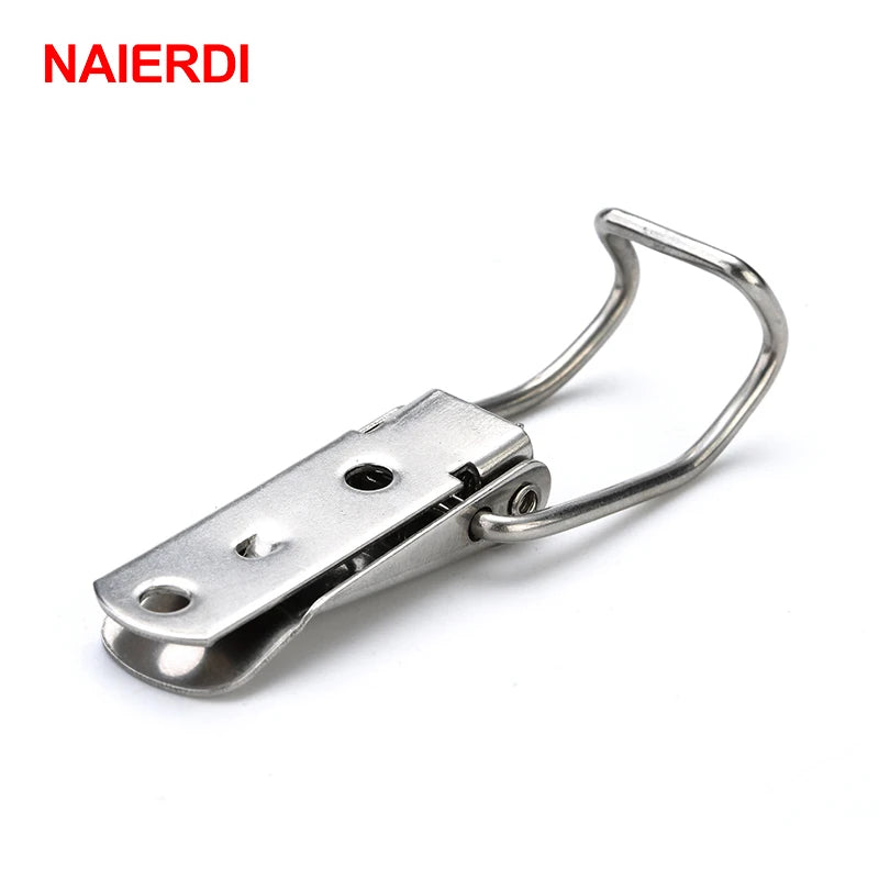NAIERDI J115B Mild Steel Cabinet Boxes Hasp Lock 74*20 Spring Loaded Latch Catch Toggle Locks For Sliding Door Window Hardware