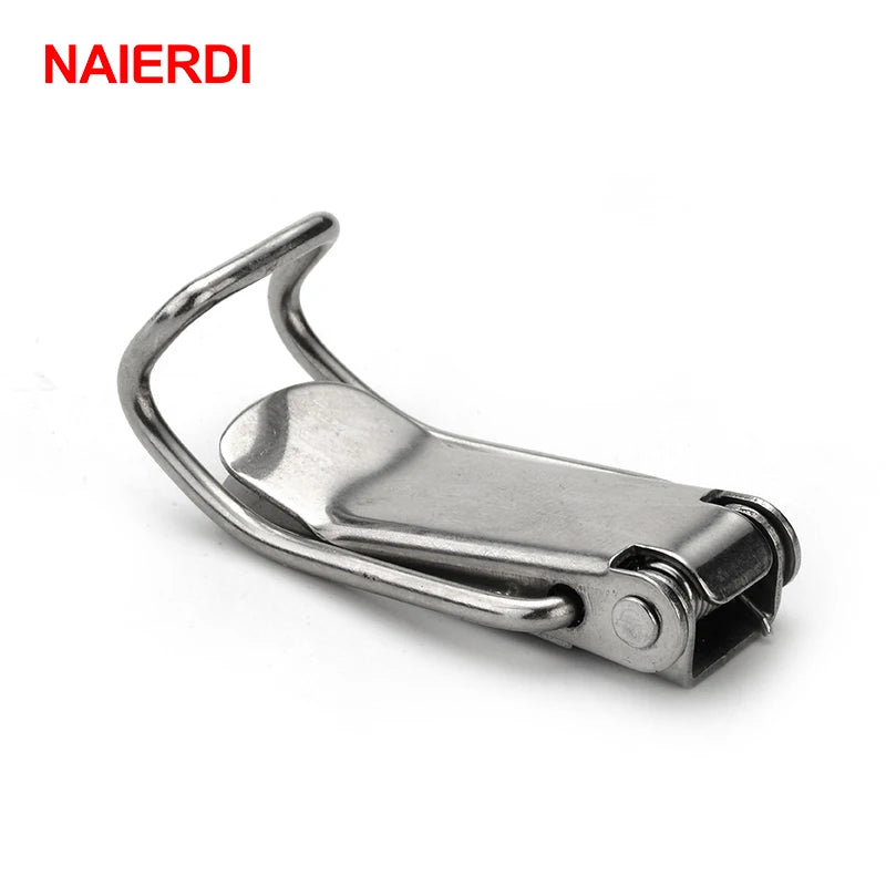 NAIERDI J115B Mild Steel Cabinet Boxes Hasp Lock 74*20 Spring Loaded Latch Catch Toggle Locks For Sliding Door Window Hardware