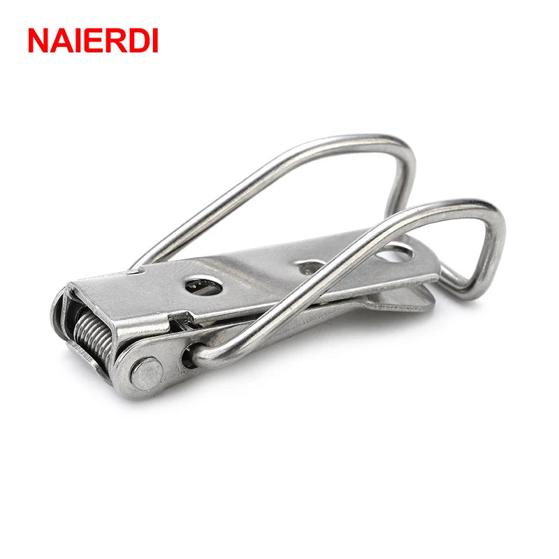 NAIERDI J115B Mild Steel Cabinet Boxes Hasp Lock 74*20 Spring Loaded Latch Catch Toggle Locks For Sliding Door Window Hardware