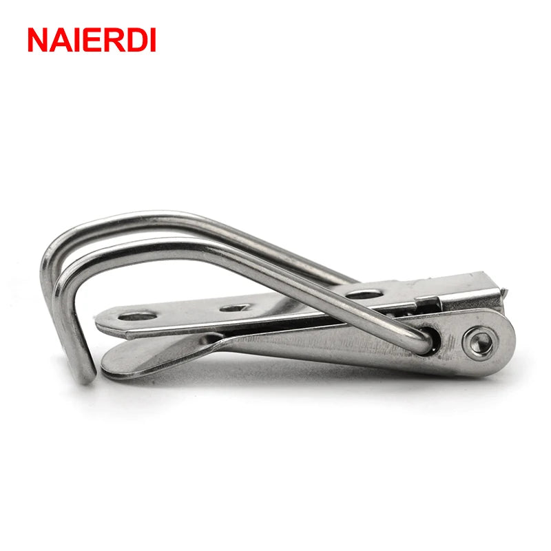 NAIERDI J115B Mild Steel Cabinet Boxes Hasp Lock 74*20 Spring Loaded Latch Catch Toggle Locks For Sliding Door Window Hardware