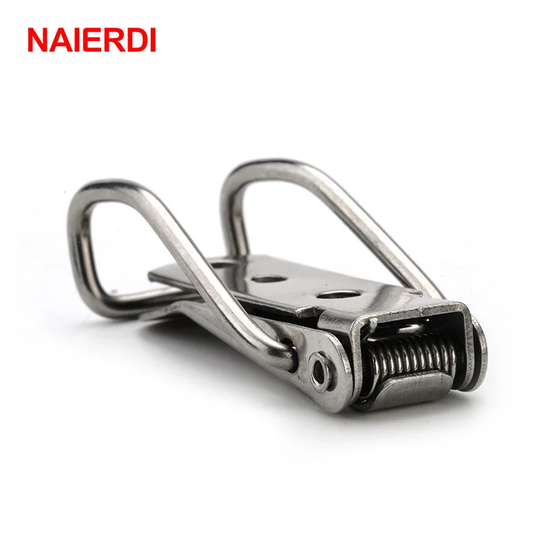 NAIERDI J115B Mild Steel Cabinet Boxes Hasp Lock 74*20 Spring Loaded Latch Catch Toggle Locks For Sliding Door Window Hardware
