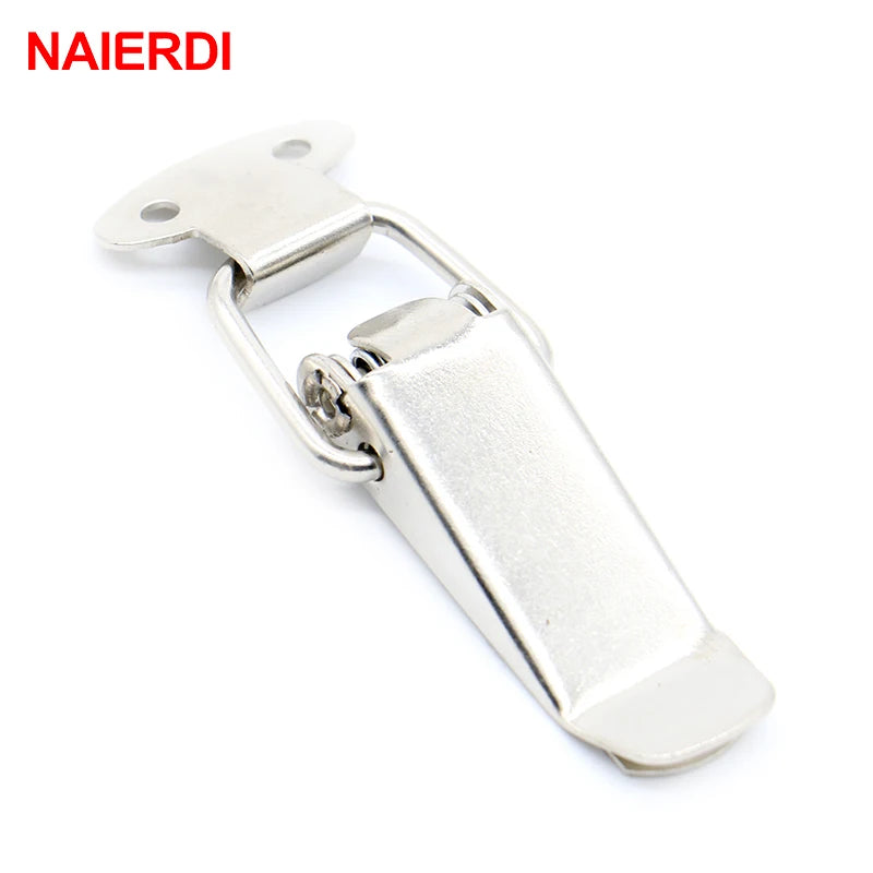 NAIERDI J115B Mild Steel Cabinet Boxes Hasp Lock 74*20 Spring Loaded Latch Catch Toggle Locks For Sliding Door Window Hardware
