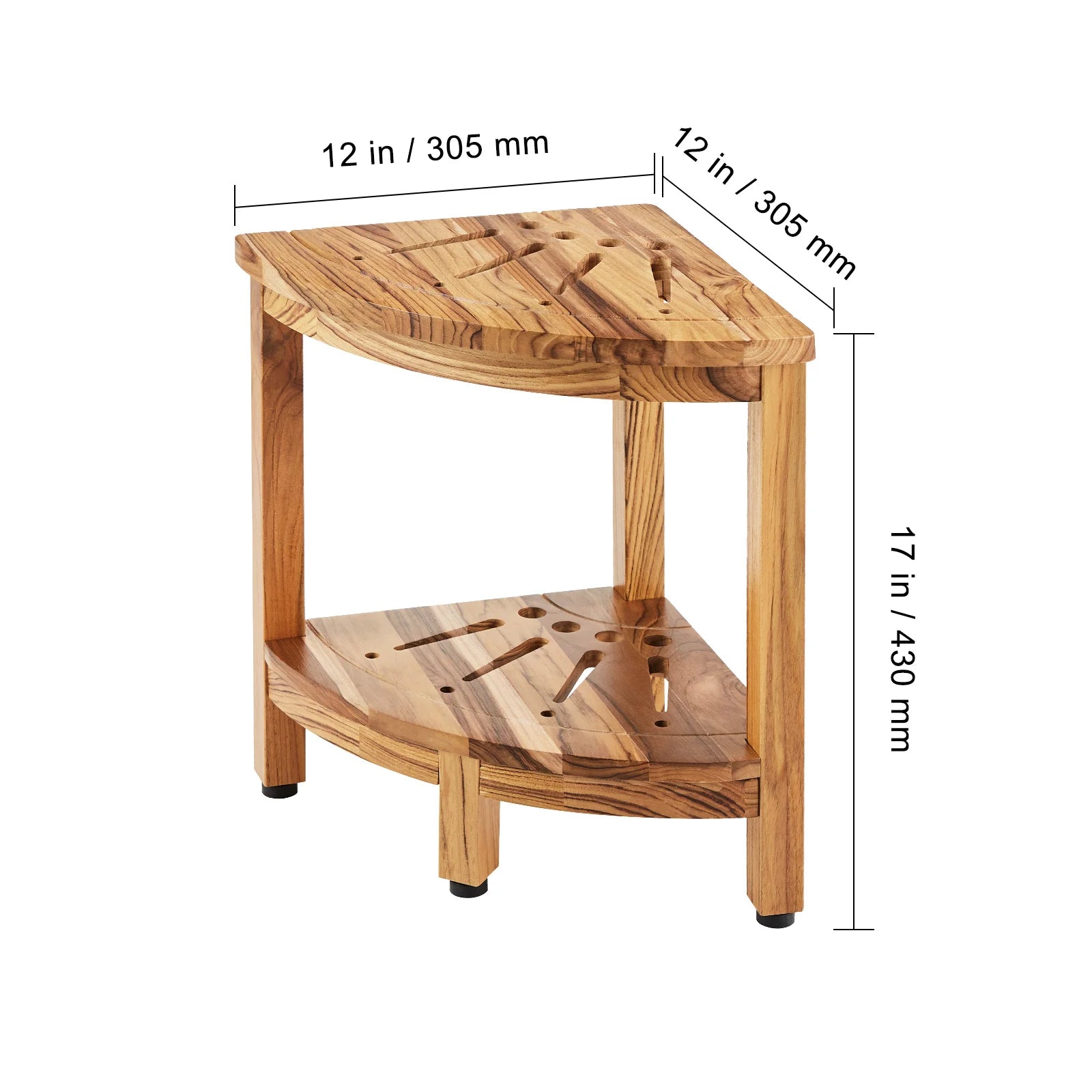 SucceBuy Corner Teak Shower Bench 100% Teak Wood Corner Shower Beach Mold resistant Shower Stool Inside Outside Shower Bathroom