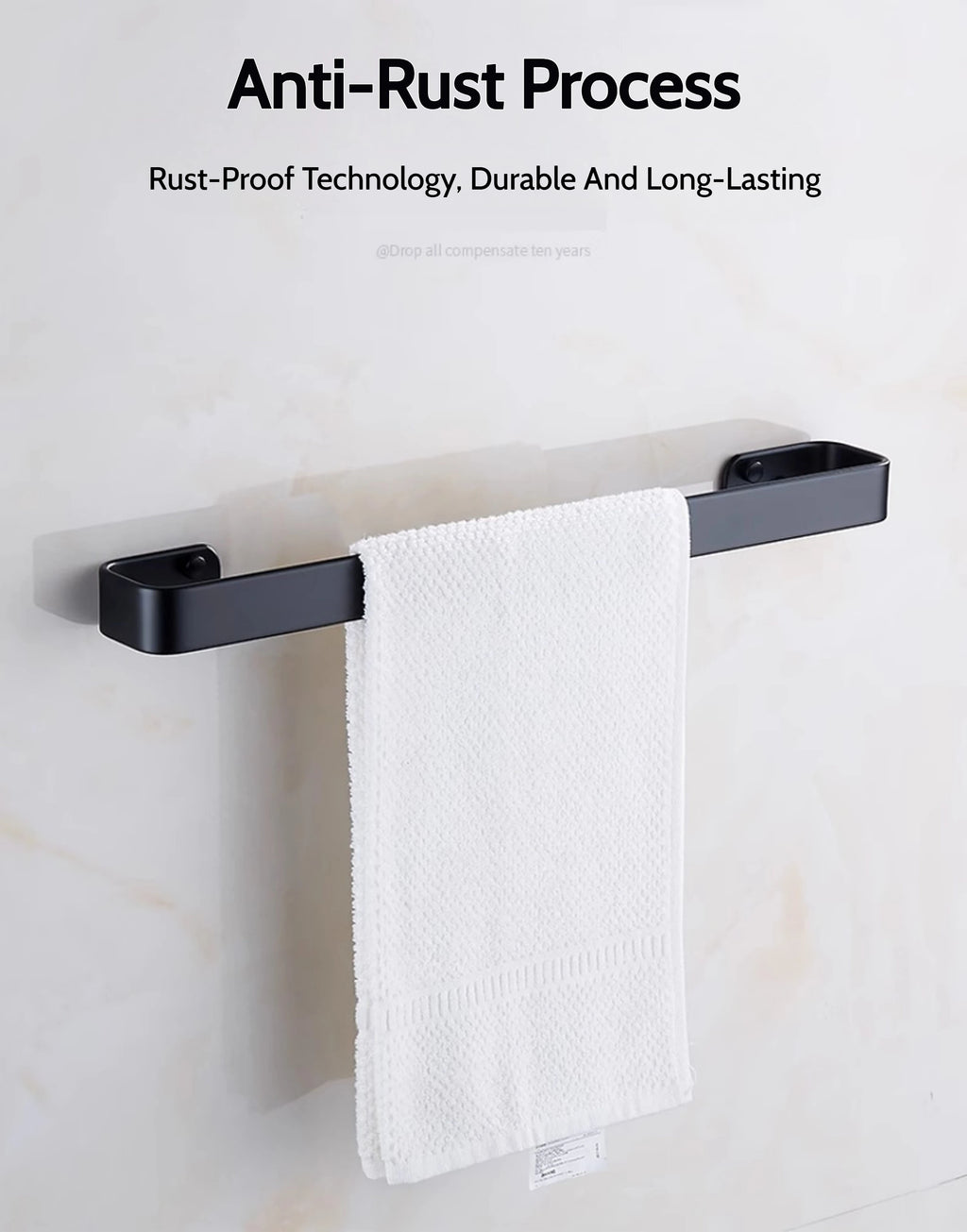 Matte Black No Drill Wall Mounted 30-60cm Towel Rack Bathroom Towel Bar Aluminum Single Towel Rack Bathroom Accessories Hardware