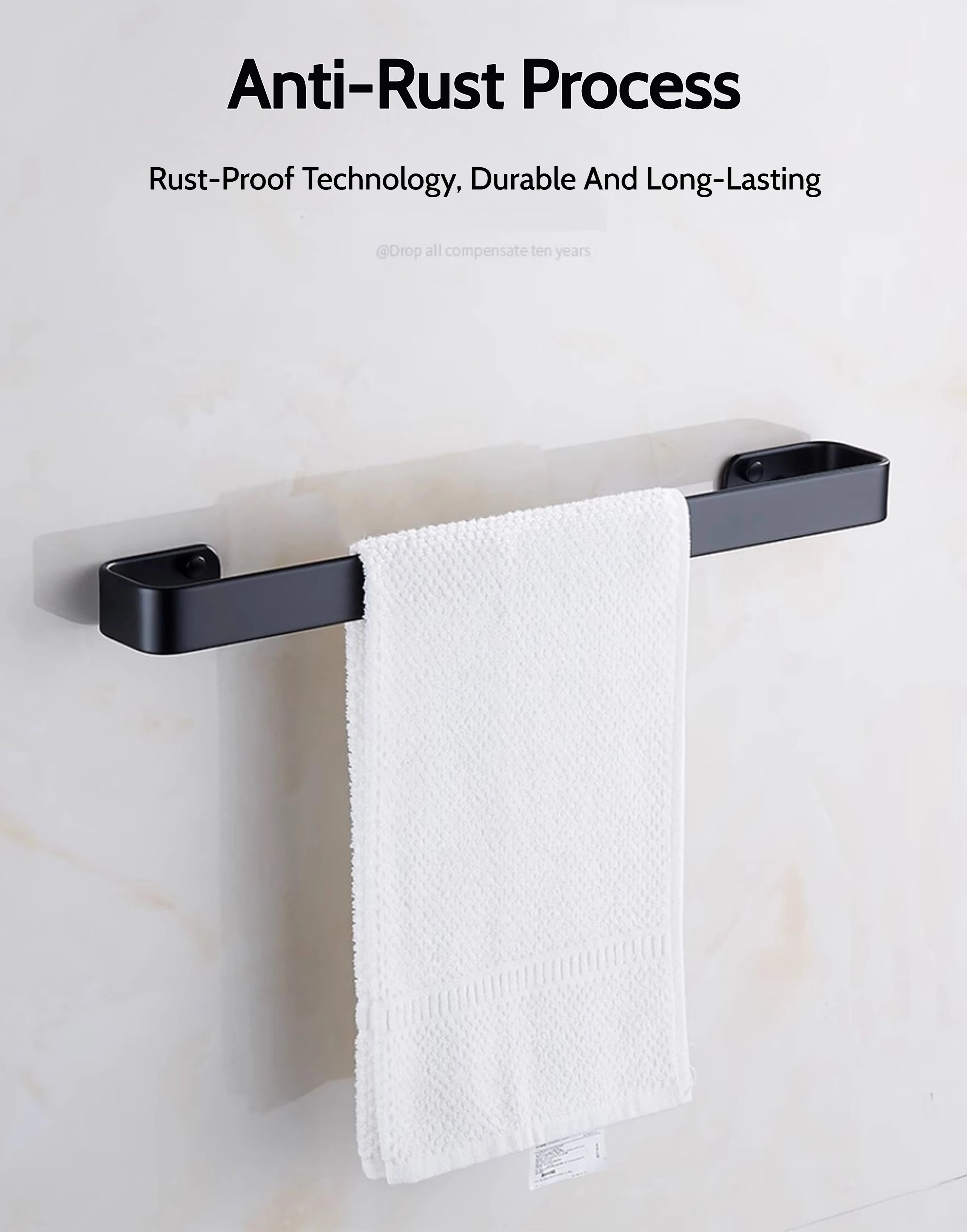 Matte Black No Drill Wall Mounted 30-60cm Towel Rack Bathroom Towel Bar Aluminum Single Towel Rack Bathroom Accessories Hardware