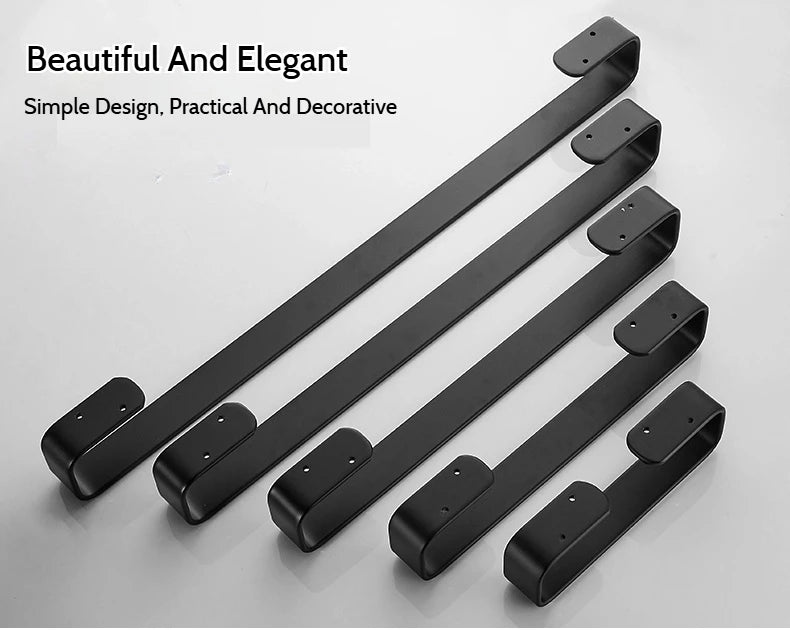 Matte Black No Drill Wall Mounted 30-60cm Towel Rack Bathroom Towel Bar Aluminum Single Towel Rack Bathroom Accessories Hardware