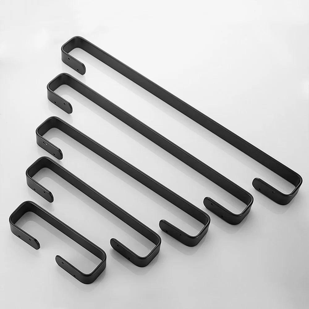Matte Black No Drill Wall Mounted 30-60cm Towel Rack Bathroom Towel Bar Aluminum Single Towel Rack Bathroom Accessories Hardware