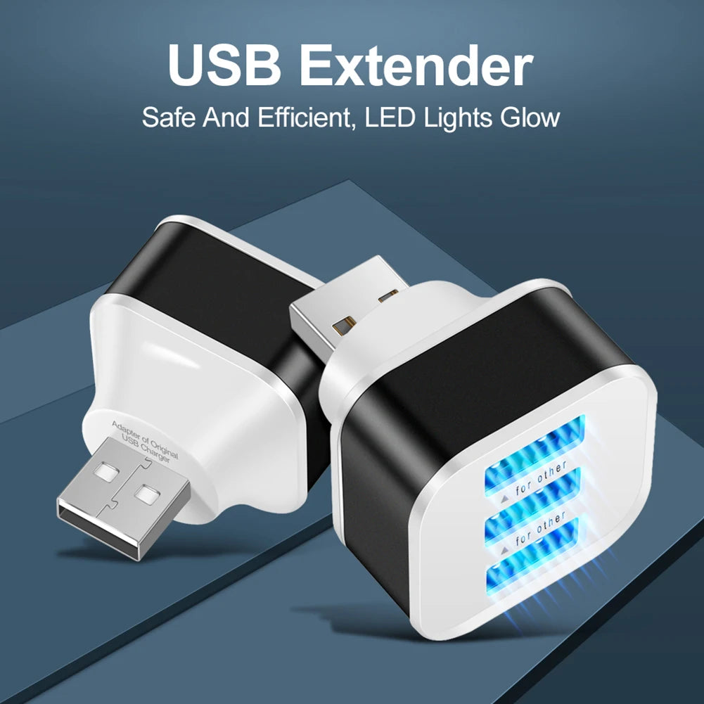 USB2.0 HUB Quick Charge 3 Ports USB Splitter USB 2.0 Expander Mobile Phone Tablet  Laptop PC Chargers Adapter with LED Indicator