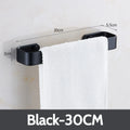 Matte Black No Drill Wall Mounted 30-60cm Towel Rack Bathroom Towel Bar Aluminum Single Towel Rack Bathroom Accessories Hardware