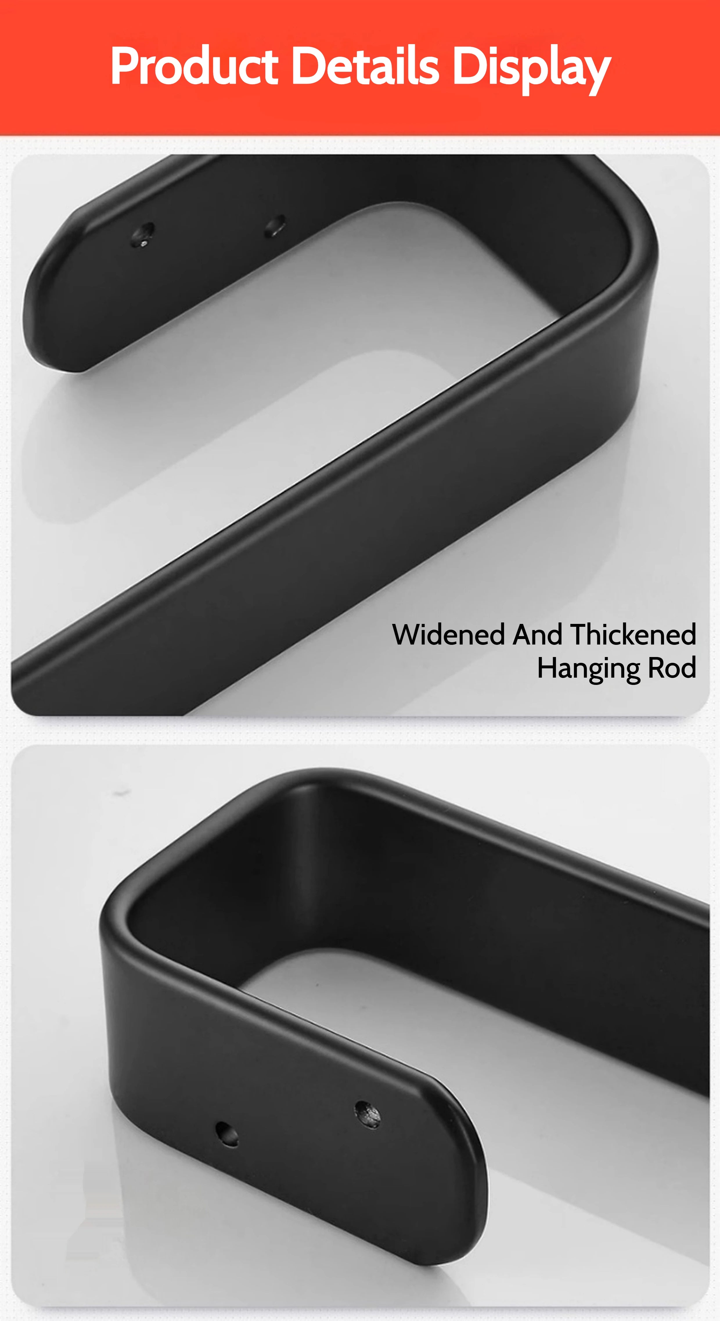 Matte Black No Drill Wall Mounted 30-60cm Towel Rack Bathroom Towel Bar Aluminum Single Towel Rack Bathroom Accessories Hardware