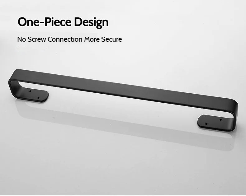 Matte Black No Drill Wall Mounted 30-60cm Towel Rack Bathroom Towel Bar Aluminum Single Towel Rack Bathroom Accessories Hardware