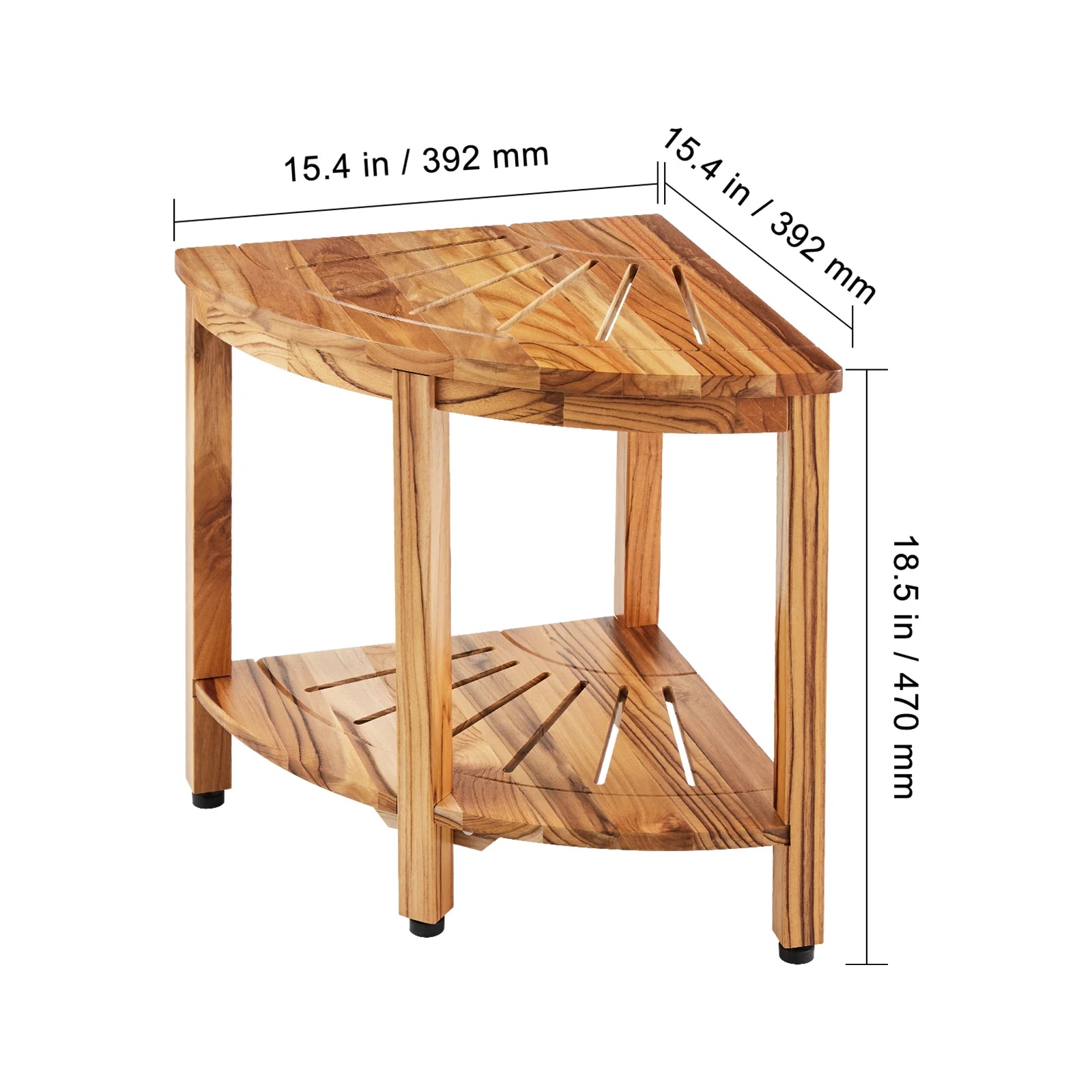 SucceBuy Corner Teak Shower Bench 100% Teak Wood Corner Shower Beach Mold resistant Shower Stool Inside Outside Shower Bathroom
